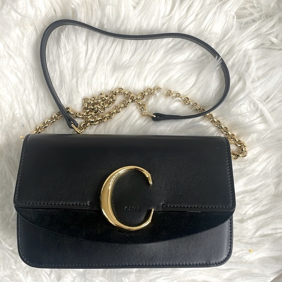 ✨ CHLOÉ C Leather Crossbody / Shoulder Bag – Black & Gold | Authenticated - Picture 14 of 14